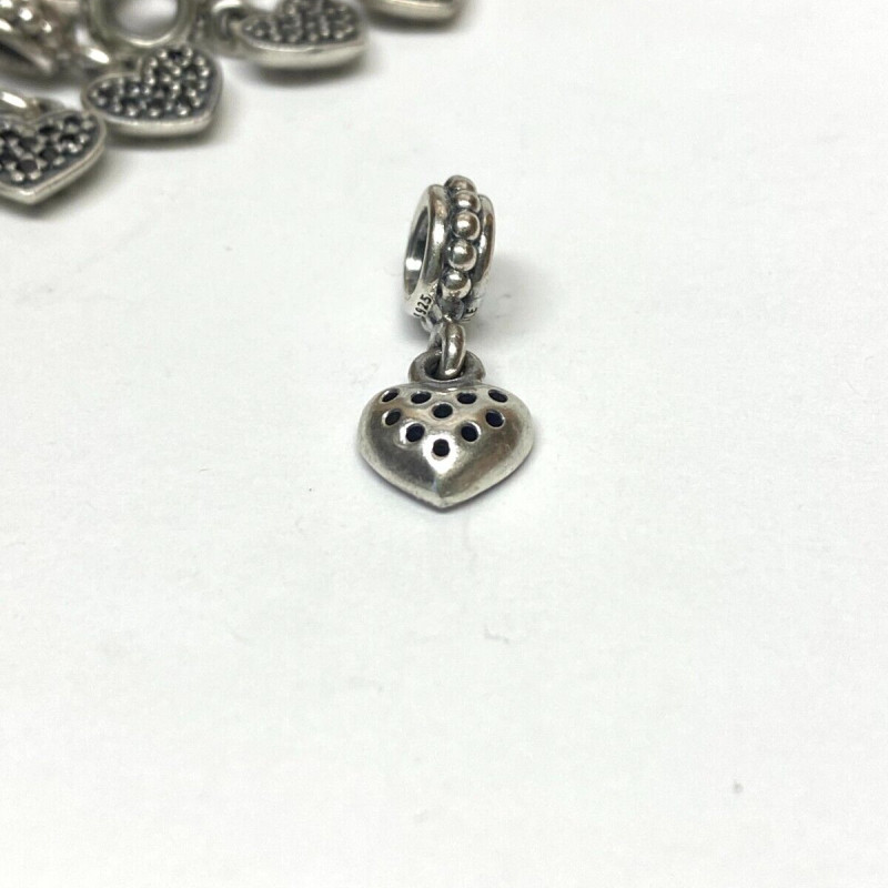 Authentic Pandora Sterling Silver Red CZ Pave Heart Dangle Charm Authentic Pandora Sterling Silver Red CZ Pave Heart Dangle Charm