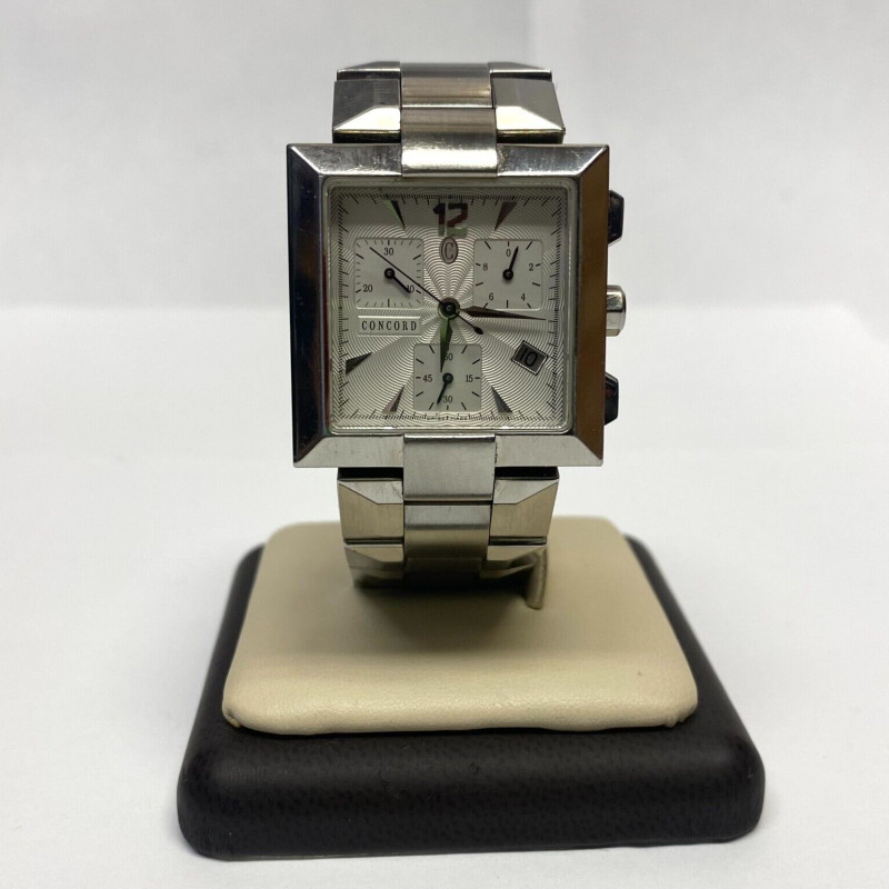 Rare Square Concord Swiss Chronograph LaScala Guilloc Date Dial,Sapphire Crystal Rare Square Concord Swiss Chronograph LaScala Guilloc Date Dial,Sapphire Crystal