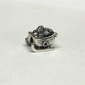 Pandora RETIRED Garnet Sleigh Charm 790562 Christmas Santa