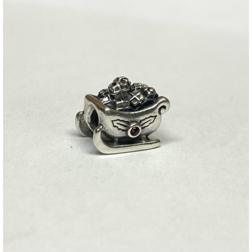 Pandora RETIRED Garnet Sleigh Charm 790562 Christmas Santa Pandora RETIRED Garnet Sleigh Charm 790562 Christmas Santa