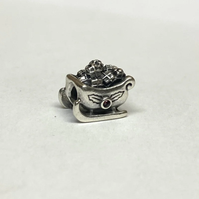 Pandora RETIRED Garnet Sleigh Charm 790562 Christmas Santa