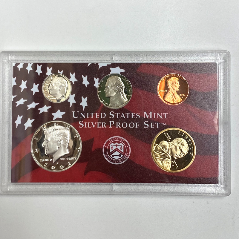 2002 US Mint Silver Proof Coin Set San Francisco 1$, 50C, 10C, 5C, 1C