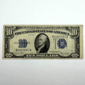 1934-D $10 Silver Certificate Blue Seal Note New York B