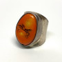 Superb Vintage Sterling Silver Salmon Orange Coral Ring Size 7.25
