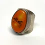 Superb Vintage Sterling Silver Salmon Orange Coral Ring Size 7.25
