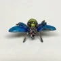 Antique 6 Legged Mosquito Designed w/Blue/GREEN Color Red Ruby Eye Brooch 925