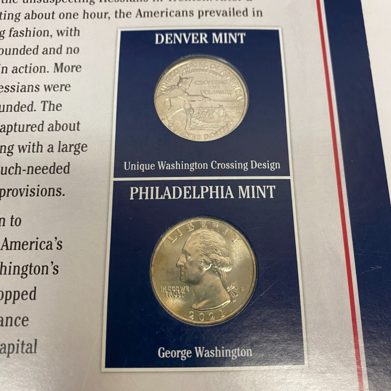 General George Washington Crossing the Delaware Quarter Philadelphia&Denver Mint