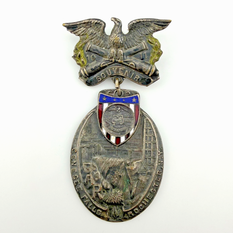 GAR Rochester, NY 1911 Encampment Genesee Falls Enamel Pin Back Medal
