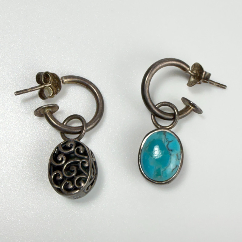 Vintage Navajo style Sterling Silver 925 Turquoise Stud Drop Earrings