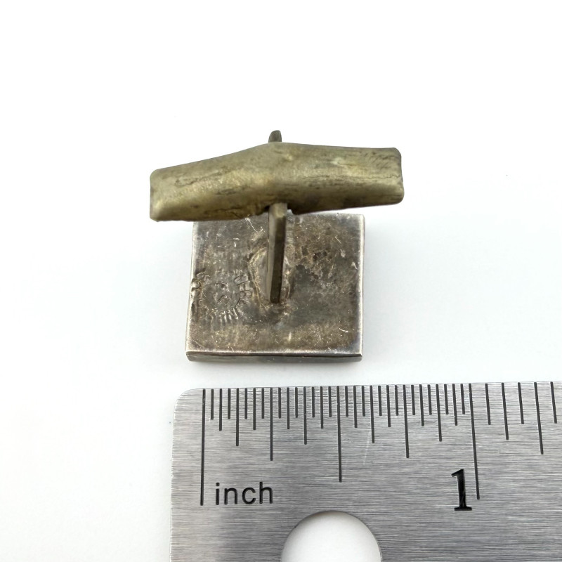 Vintage Mexico Abalone Inlay Sterling Silver Square Cuff Links With "Q"