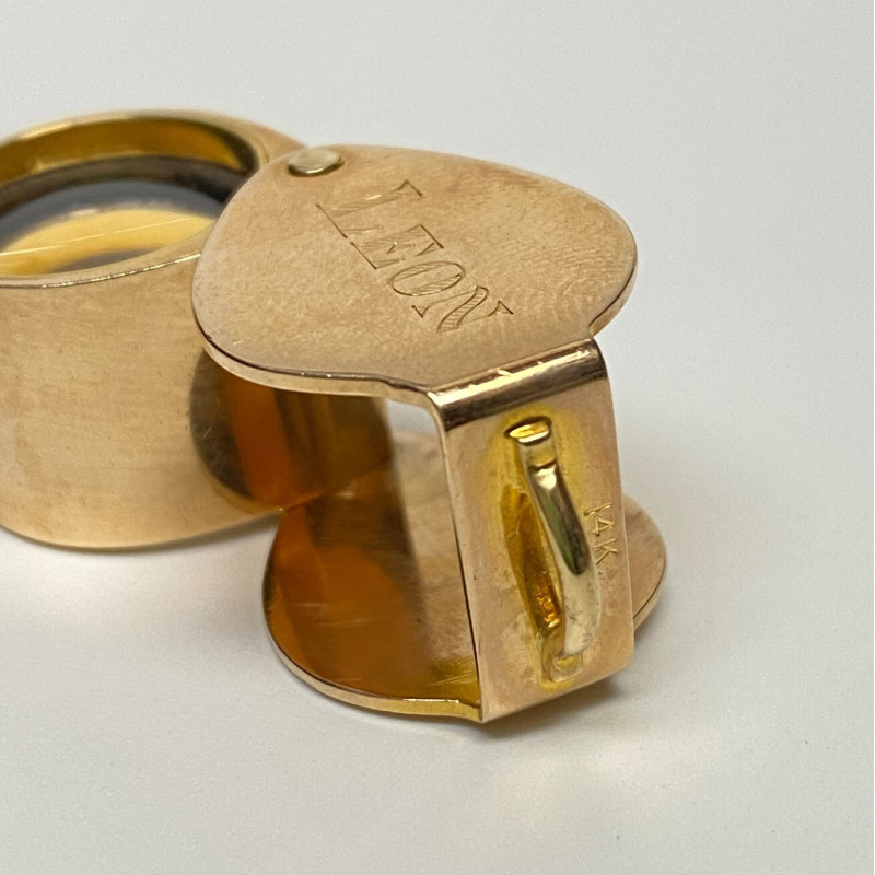 10x Loupe in Solid 14K Gold - 23.7 Grams with Engraved LEON 10x Loupe in Solid 14K Gold - 23.7 Grams with Engraved LEON