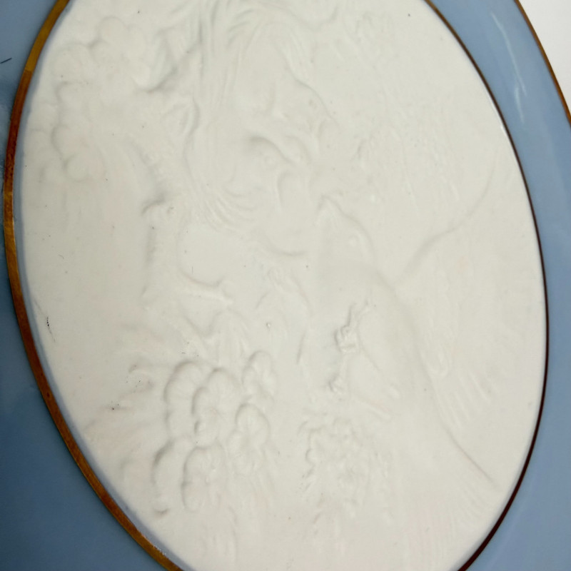 Lladro Dia de la Madre 1972 Mother's Day Plate Blue & White Bas Relief w/Box