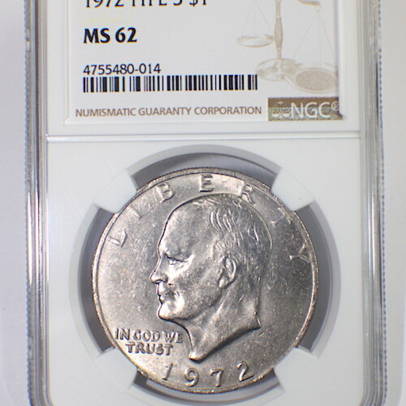 1972 NGS MS 62 EISENHOWER DOLLAR TYPE 3 $1