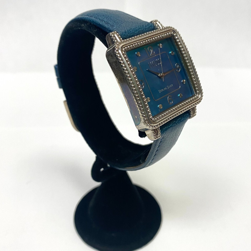 Ecclissi Sterling Silver Women’s Square Watch Blue MOP dial & Leather Band Ecclissi Sterling Silver Women’s Square Watch Blue MOP dial & Leather Band