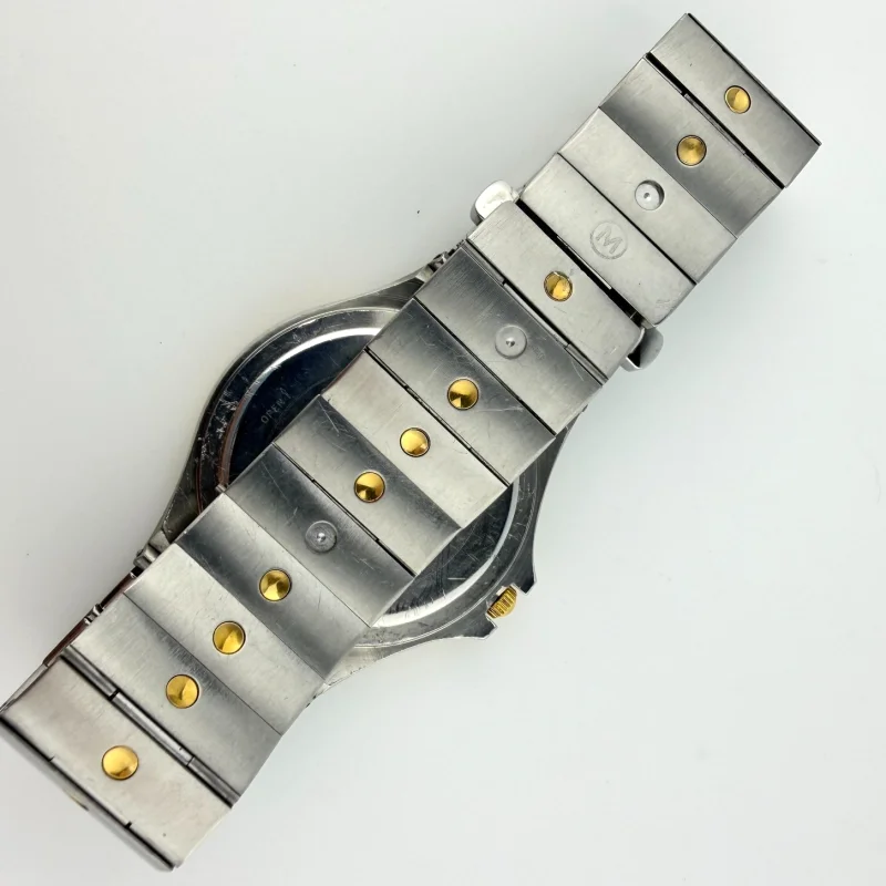 Movado Swiss Museum Classic Mens St. Steel Watch Gold tone Dots Two-Tone