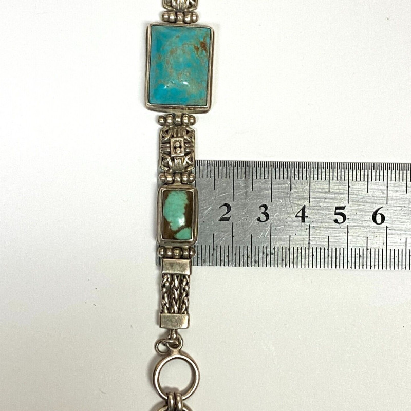 Vintage 925 Sterling Silver Bracelet with Turquoise stomnes