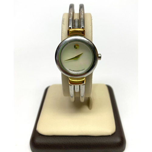 LADIES MOVADO Mother of Pearl TWO TONE BANGLE SWISS LADIES MOVADO Mother of Pearl TWO TONE BANGLE SWISS