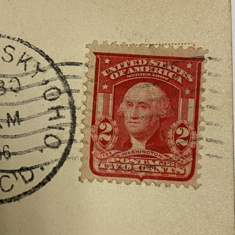 1732 2 Cent George Washington Postage Stamp On Post Card #RED