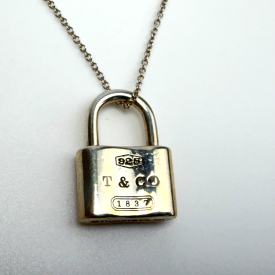 TIFFANY & CO. 1837 Padlock Charm Pendant and Chain 22''