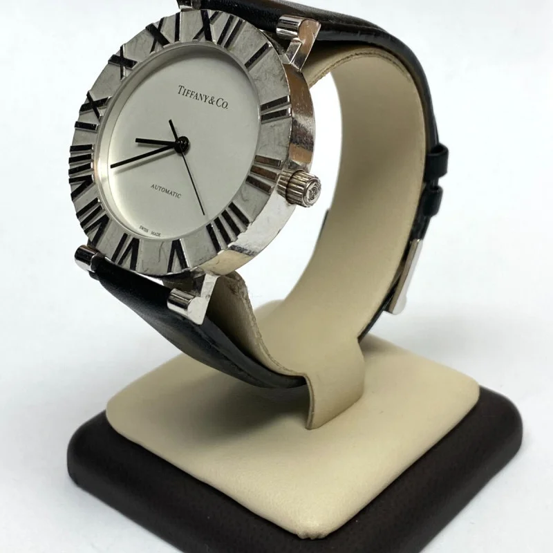 Tiffany & Co Atlas Large Sterling Silver Round Mechanical Watch