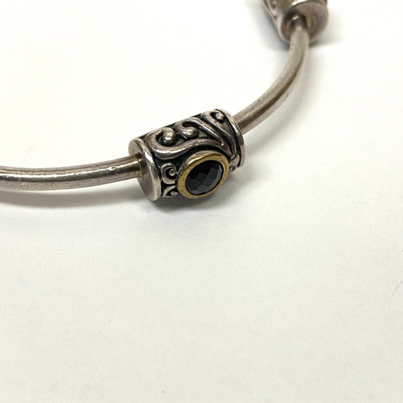 Vintage YJ 925 Sterling Silver & Round Black Onex Stones Bracelet Vintage YJ 925 Sterling Silver & Round Black Onex Stones Bracelet