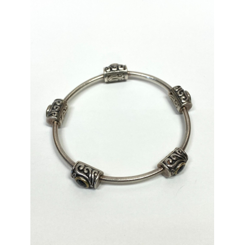 Vintage YJ 925 Sterling Silver & Round Black Onex Stones Bracelet Vintage YJ 925 Sterling Silver & Round Black Onex Stones Bracelet