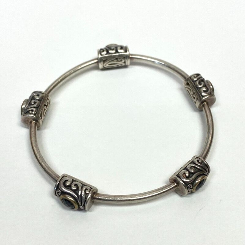 Vintage YJ 925 Sterling Silver & Round Black Onex Stones Bracelet Vintage YJ 925 Sterling Silver & Round Black Onex Stones Bracelet
