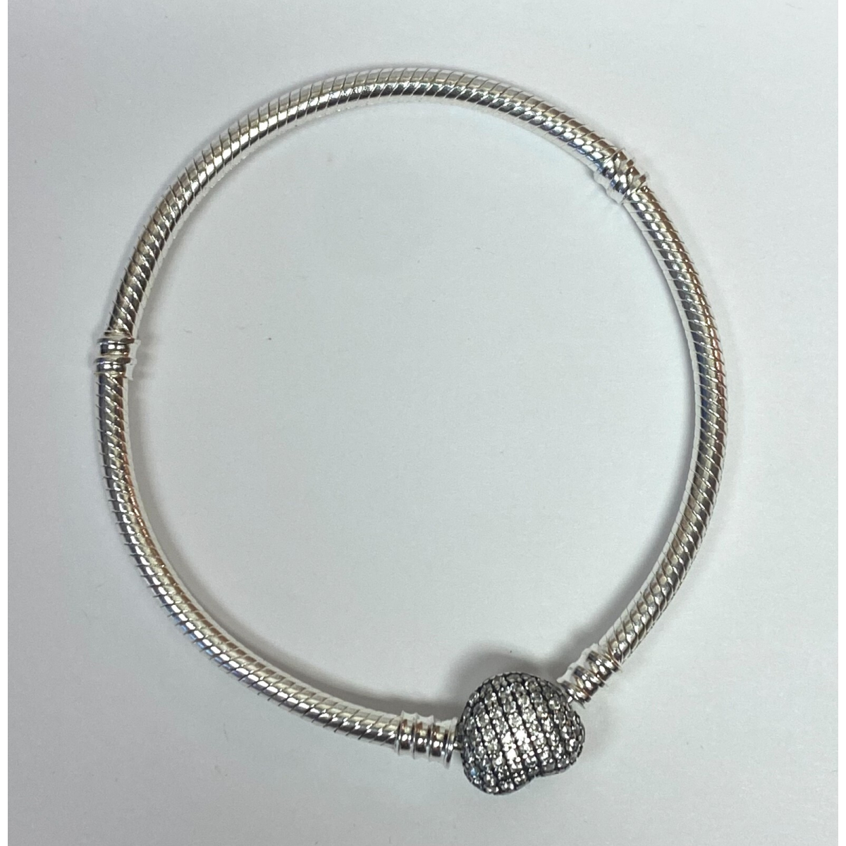Authentic Pandora Pave HEART MOMENTS Charm bracelet 18cm CZ clip logo Silver AL