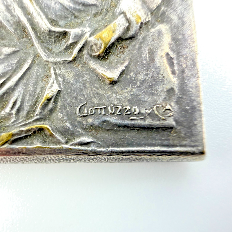 Uruguay 1915 Art Nouveau seated lady, torch, citizen behind, port, beauty medal