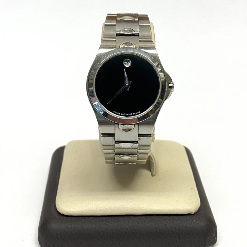 MOVADO Black Dial Stainless Steel Luxury Swiss Quartz Watch