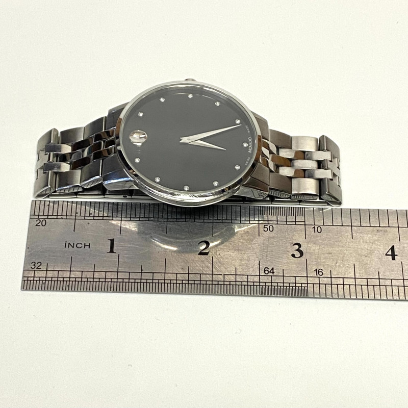 Movado Museum Man's Classic 1/20 CT. T.W. Diamond Watch with Black Dial, 40 mm