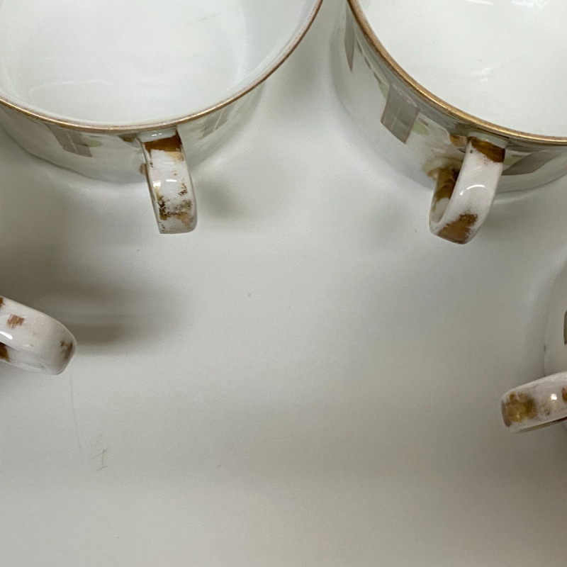 Porcelain tea set of 4 cups and saucers by Gardner Moscow