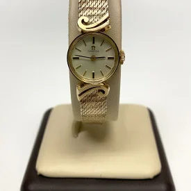 Vintage Omega Ladies Wrist Watch 14K Gold, 10K GF Band WORKING -17 Jewels