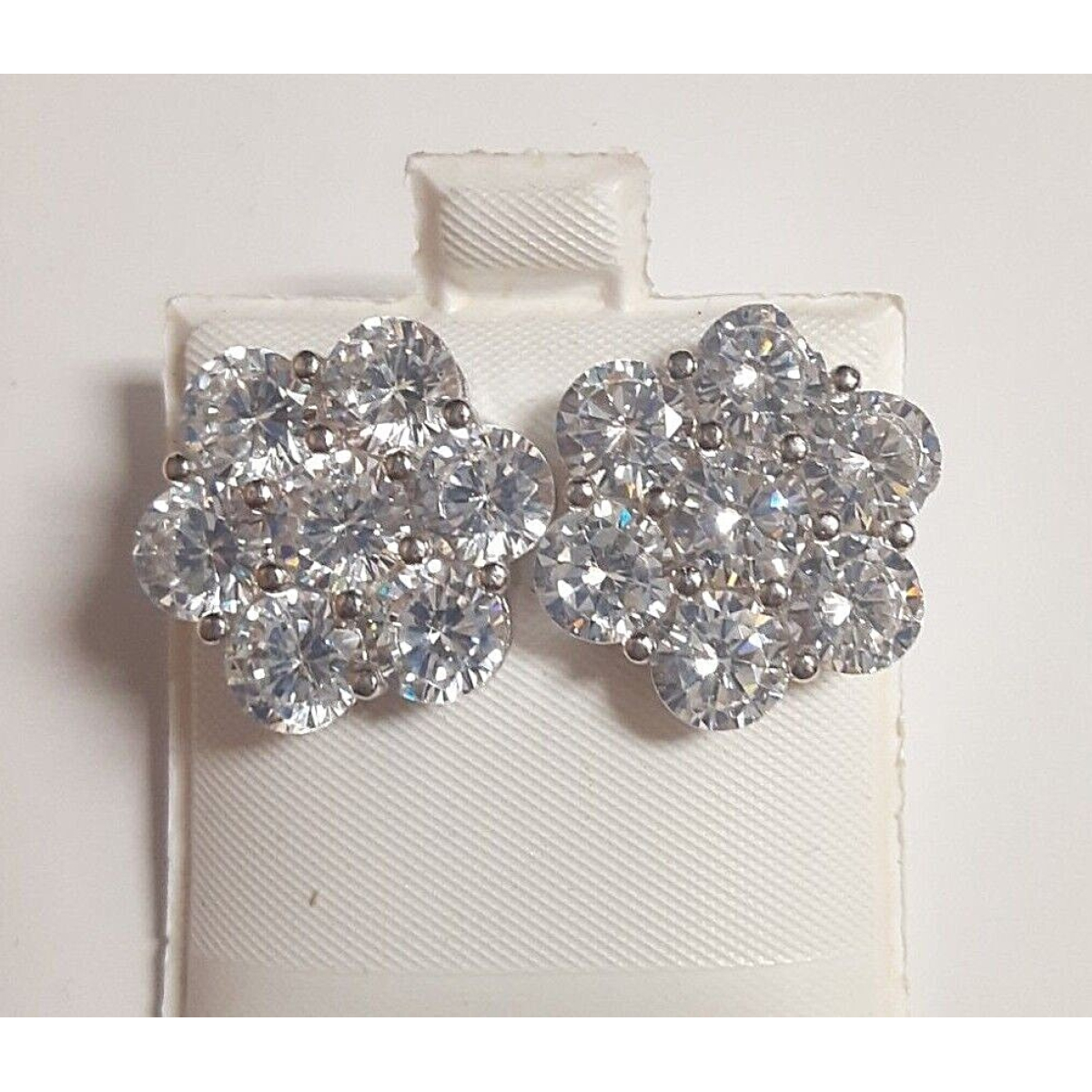 Sterling Silver Designed with Cubic Zuconia Gems Woman's Earrings