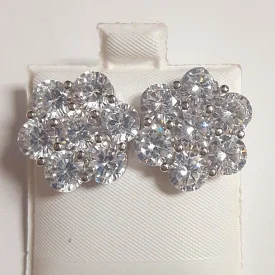 Sterling Silver Designed with Cubic Zuconia Gems Woman's Earrings