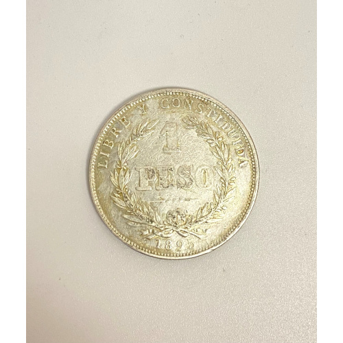1895, URUGUAY, 1 PESO. SILVER COIN