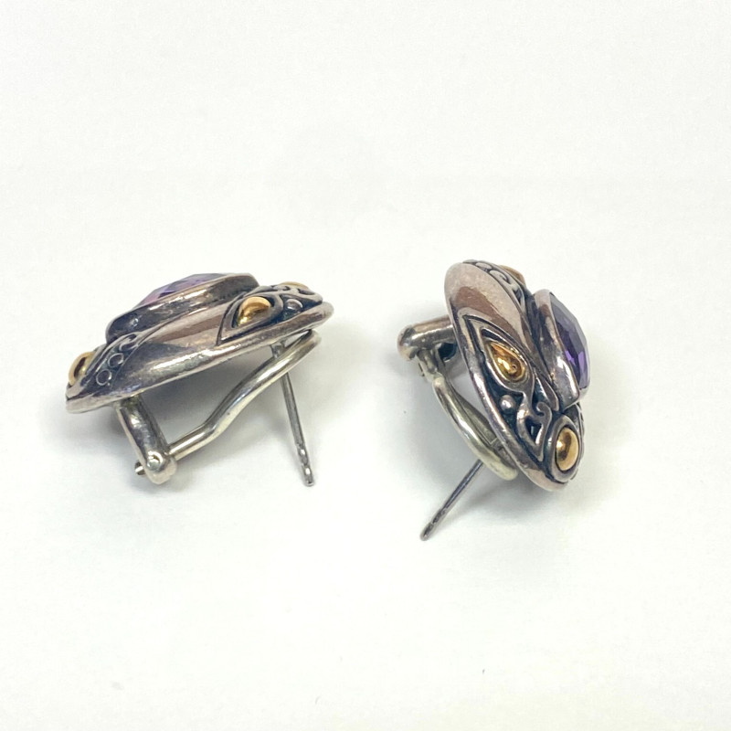 SAMUEL BENHAM BJS STERLING SILVER 18K GOLD EARRINGS RING SET LOT PURPLE SAMUEL BENHAM BJS STERLING SILVER 18K GOLD EARRINGS RING SET LOT PURPLE