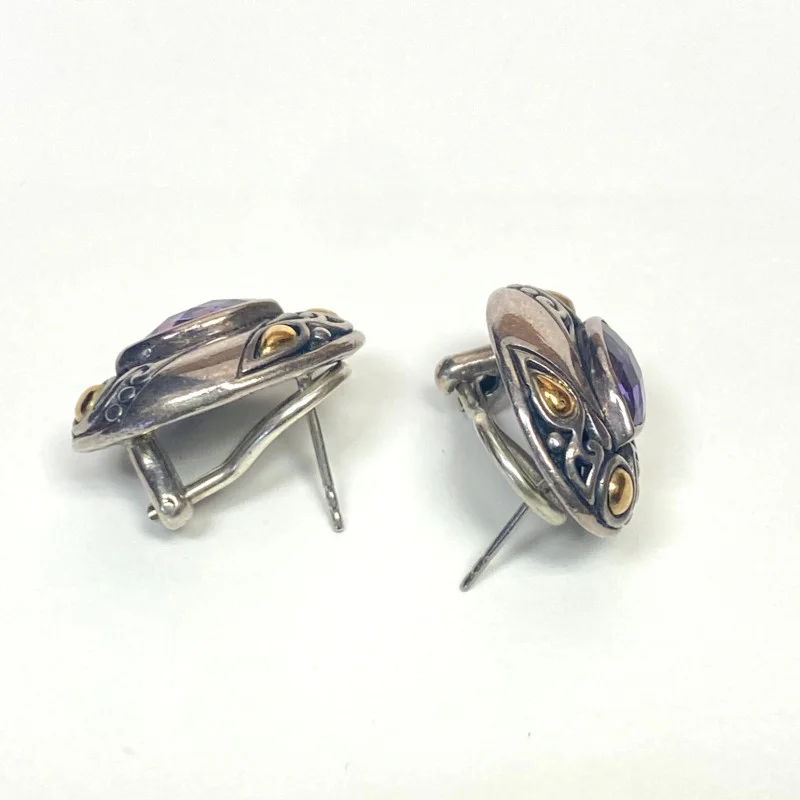 SAMUEL BENHAM BJS STERLING SILVER 18K GOLD EARRINGS RING SET LOT PURPLE