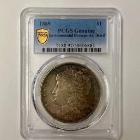 1889 $1 Morgan Silver Dollar PCGS Genuine AU Details