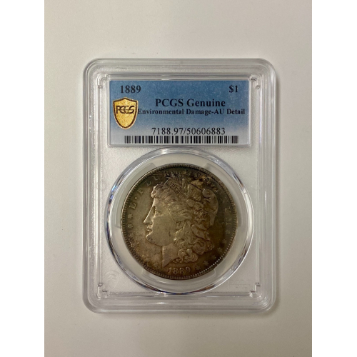 1889 $1 Morgan Silver Dollar PCGS Genuine AU Details 1889 $1 Morgan Silver Dollar PCGS Genuine AU Details