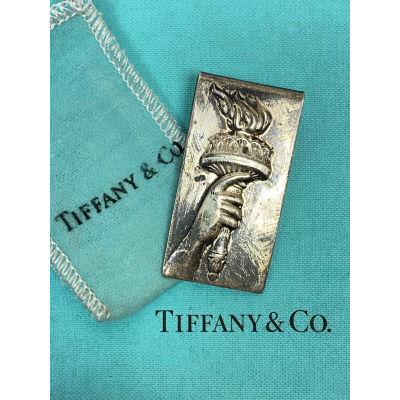 Tiffany & Co Silver Statue Liberty Torch Fire Money Clip Holder W/Pouch &am