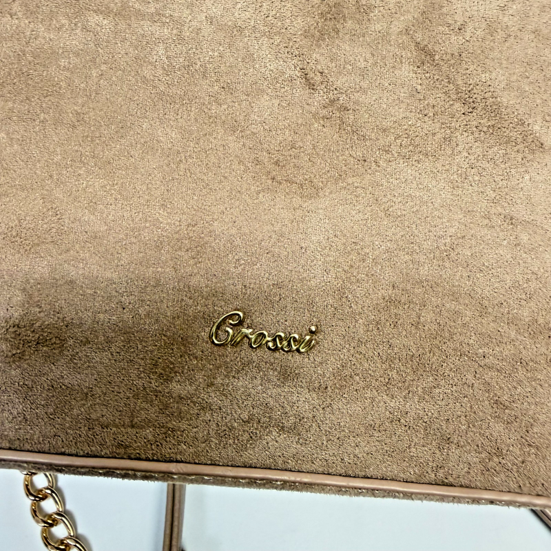 Brand New Like Dreams / Grossi Chloe Bow Mini Suede Crossbody Bag — Taupe Beige