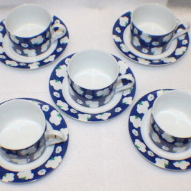 Tiffany & Co Nichimen's 100th Anniv. Porcelain Cup & Saucer 10 Piece Set & BOX