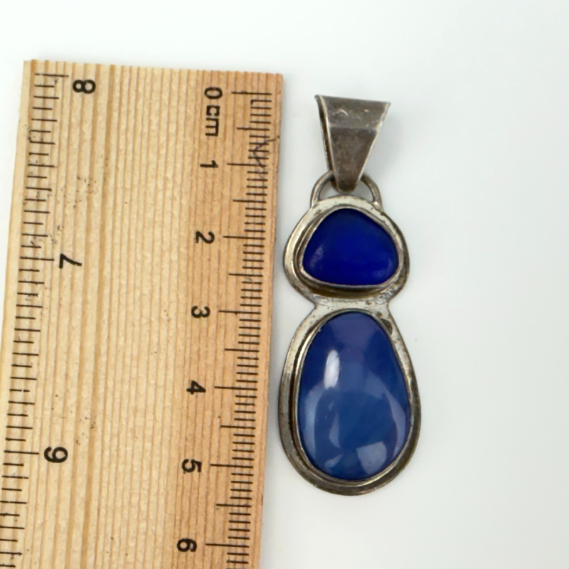 Vintage Sterling Silver and Lapis Lazuli Teardrop Pendant Mexico Style 925
