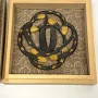 Antique Japanese Tsuba - Iron Sword Guard with Gold Inlay - Pinecone Motif