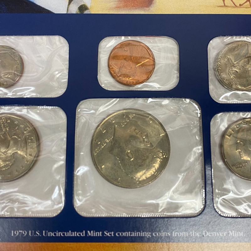 1979 Uncirculated Mint Set Postal Commemorative Society Coins & Stamps Panel