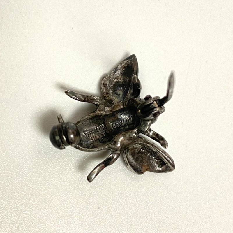 Alice Caviness Brooch Sterling Silver Enamel Marcasite Bumble Bee Germany