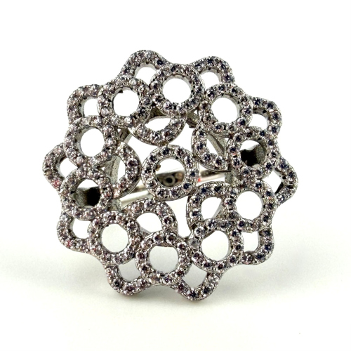 Cocktail Party Round Flower Fashion Shining Ring 925 Silver Size 6.5 Cocktail Party Round Flower Fashion Shining Ring 925 Silver Size 6.5