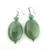 Large Oval Genuine Handmade Light Green Jade Silver Dangle Earrings SS