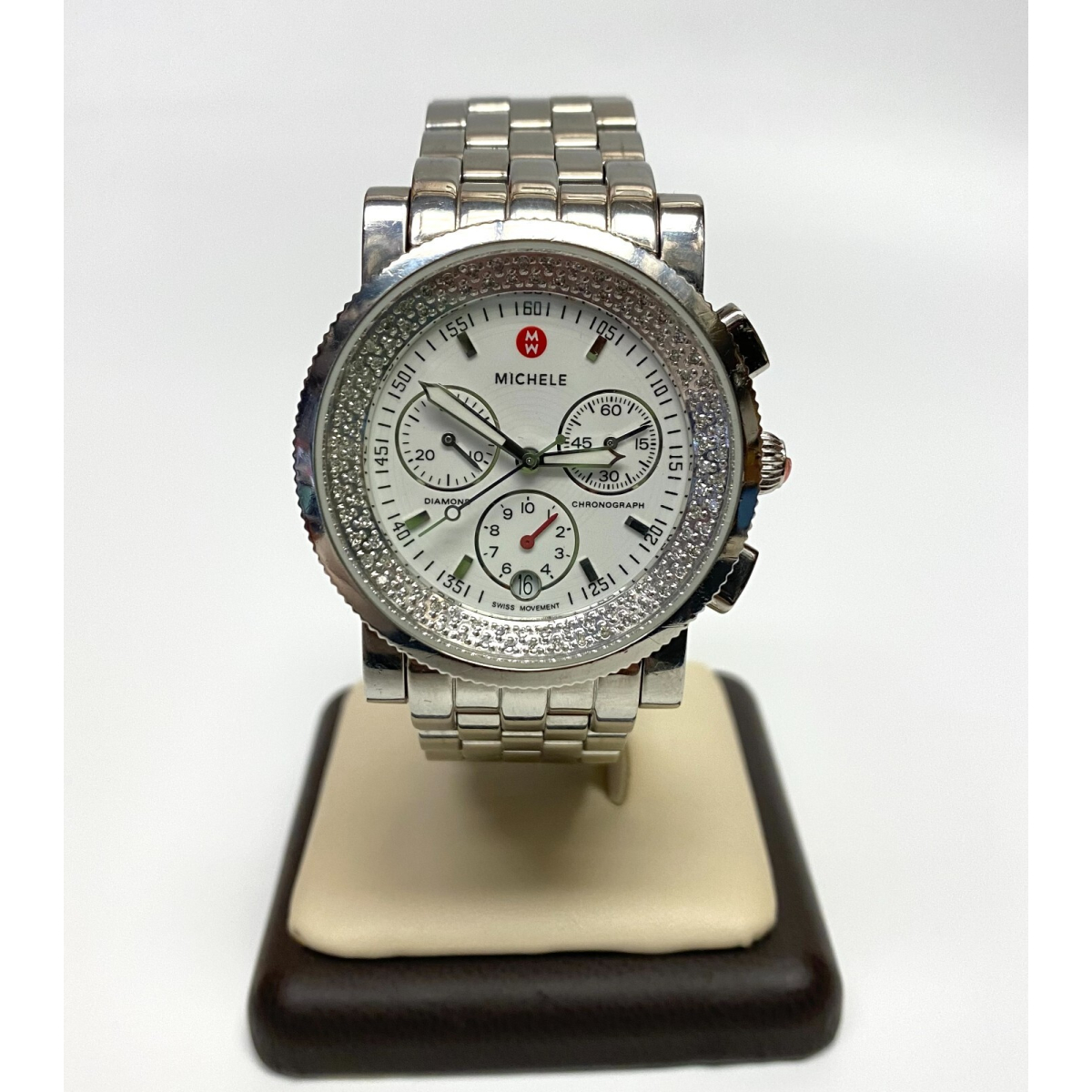 MICHELE MW01 Women's 96 Diamonds 0.46 CT TW Chronograph Watch